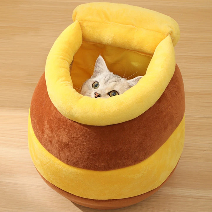 Cat Bed House Removable Plush Mat