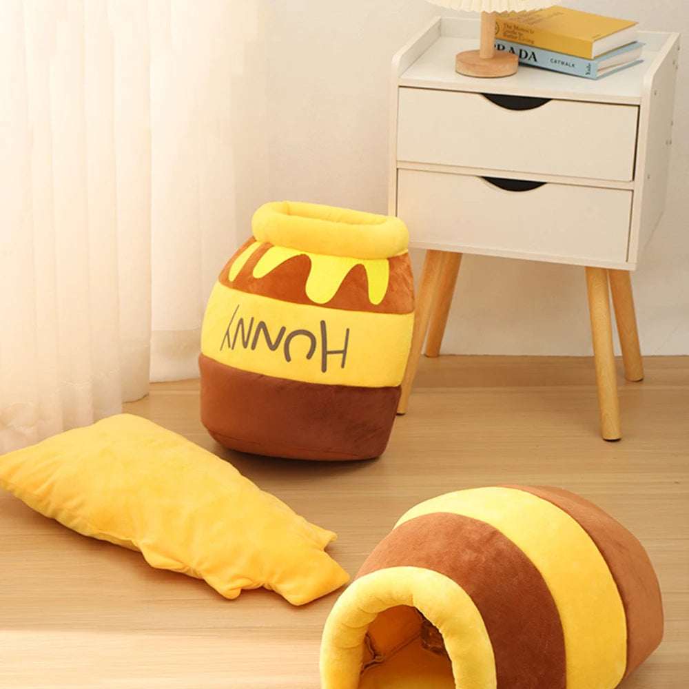 Cat Bed House Removable Plush Mat