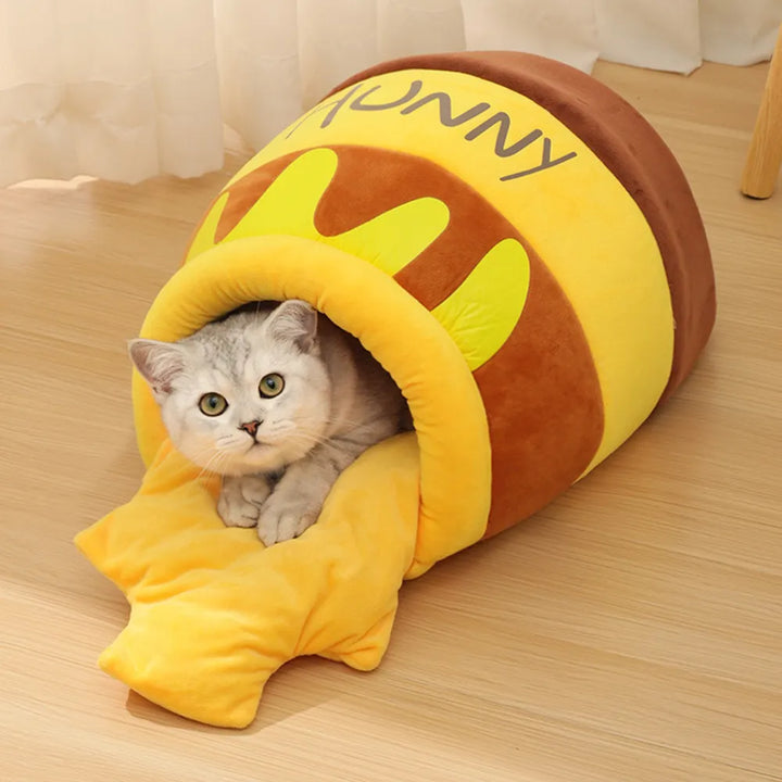 Cat Bed House Removable Plush Mat