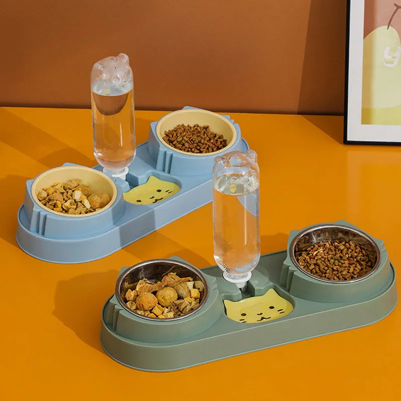 Dog Cat Bowls with Water Dispenser