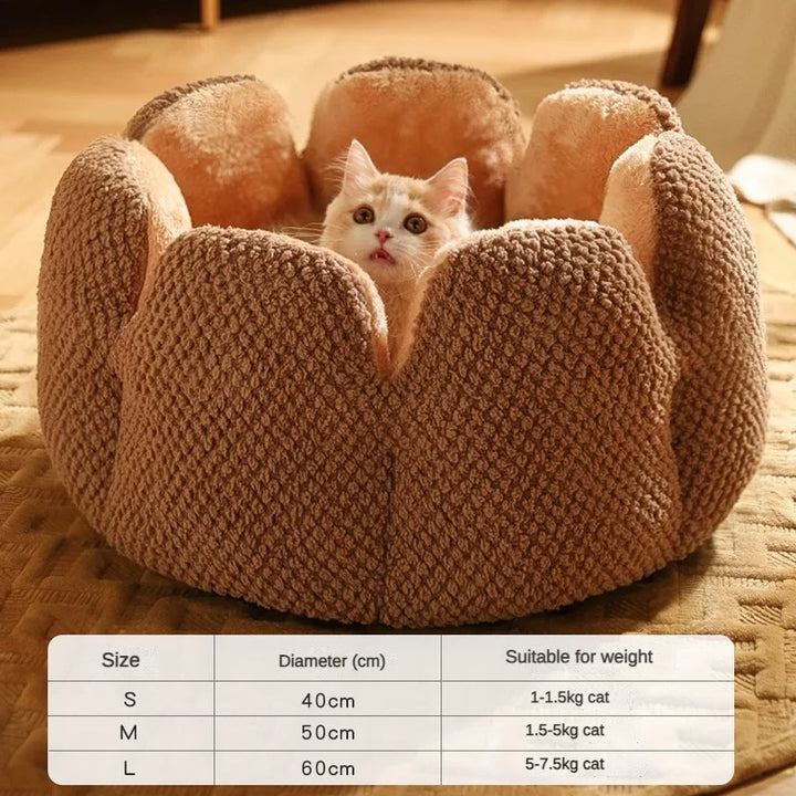 Petal-Shaped Winter Warm Bed for Pets